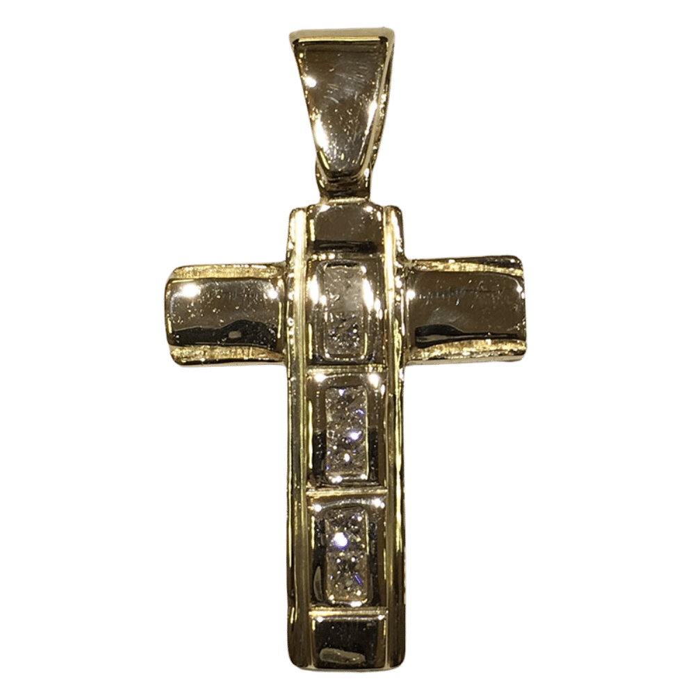 14k gold cross back view
